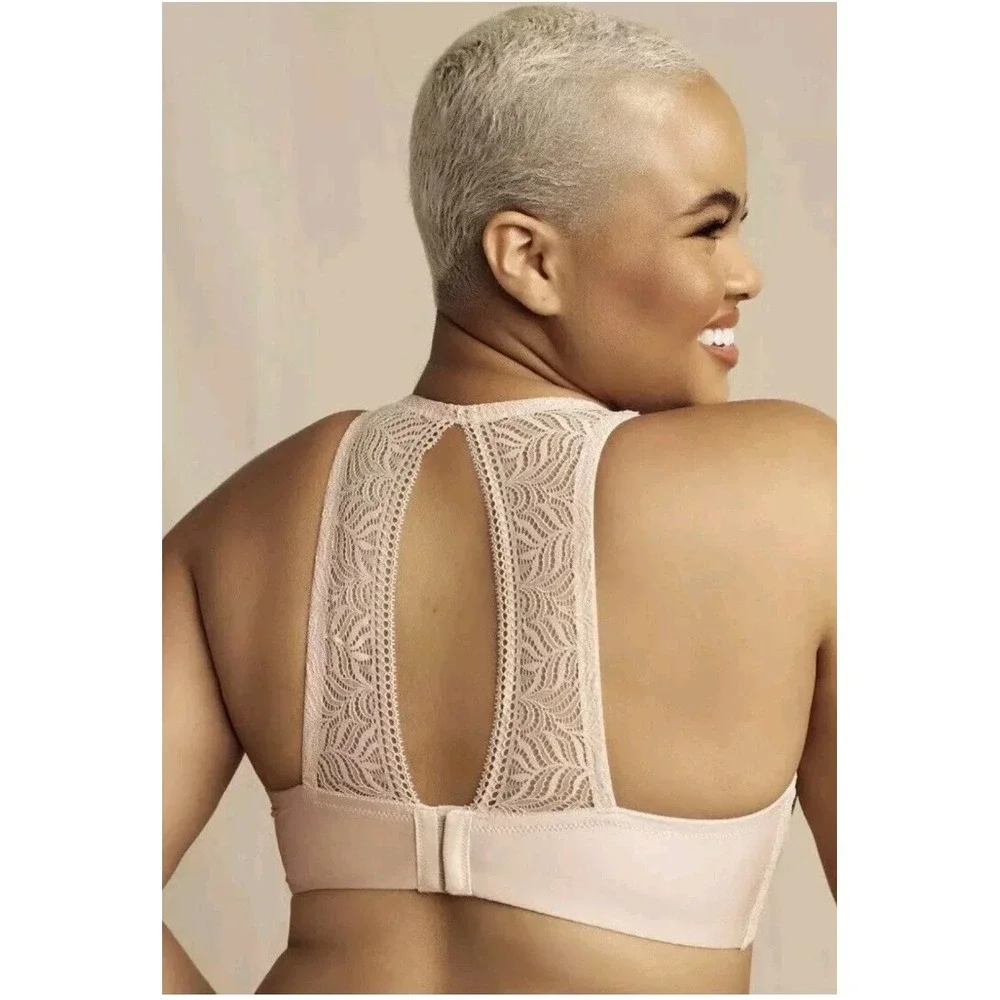 Paramour by Felina SUGAR BABY‎ Carolina Lace T-Back Open-Back Bra 42 DDD NWT
